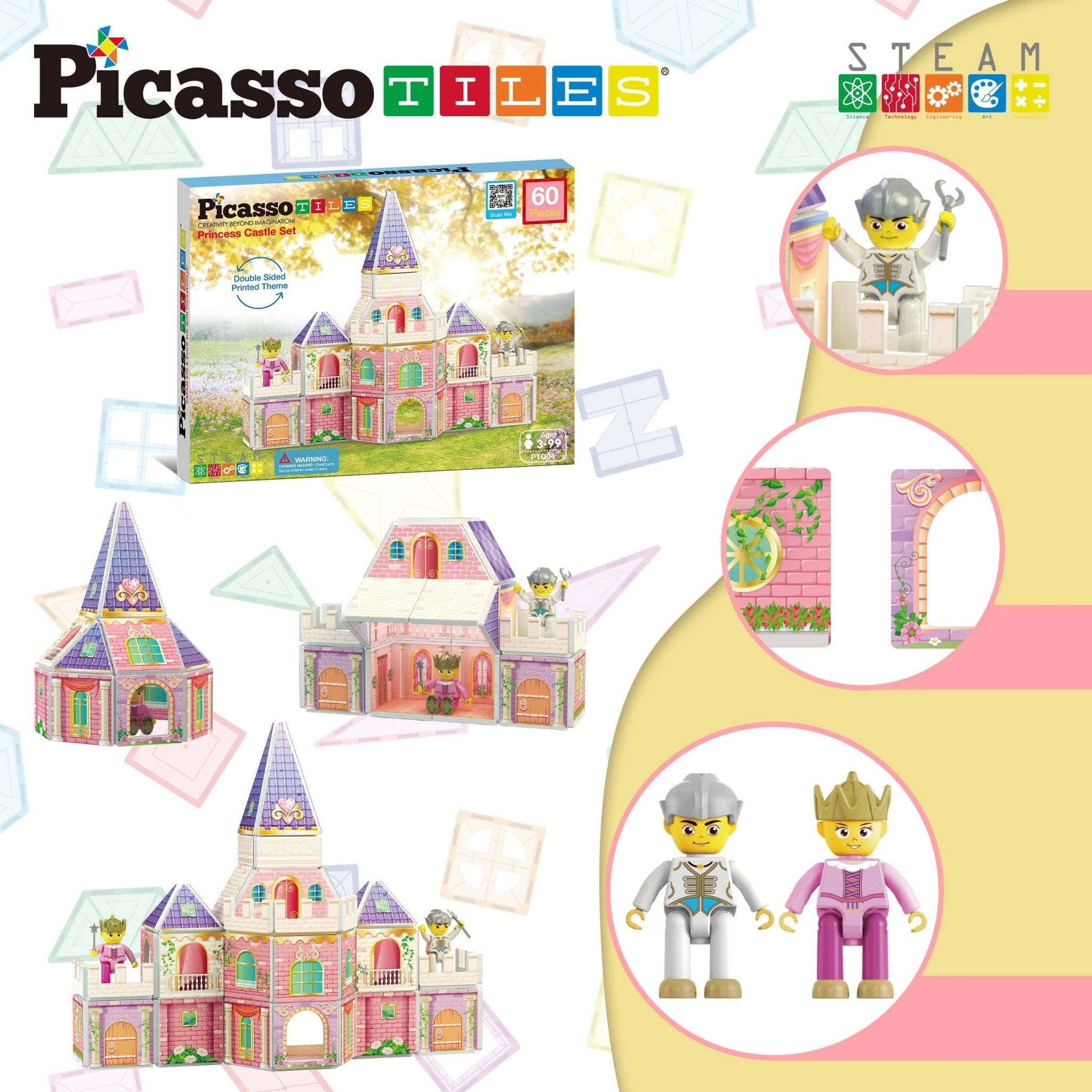 PicassoTiles - Princess Castle Theme Magnet Tile Building Blocks Toy Set - Little Stars Toy Store & PlayhousePicassoTiles