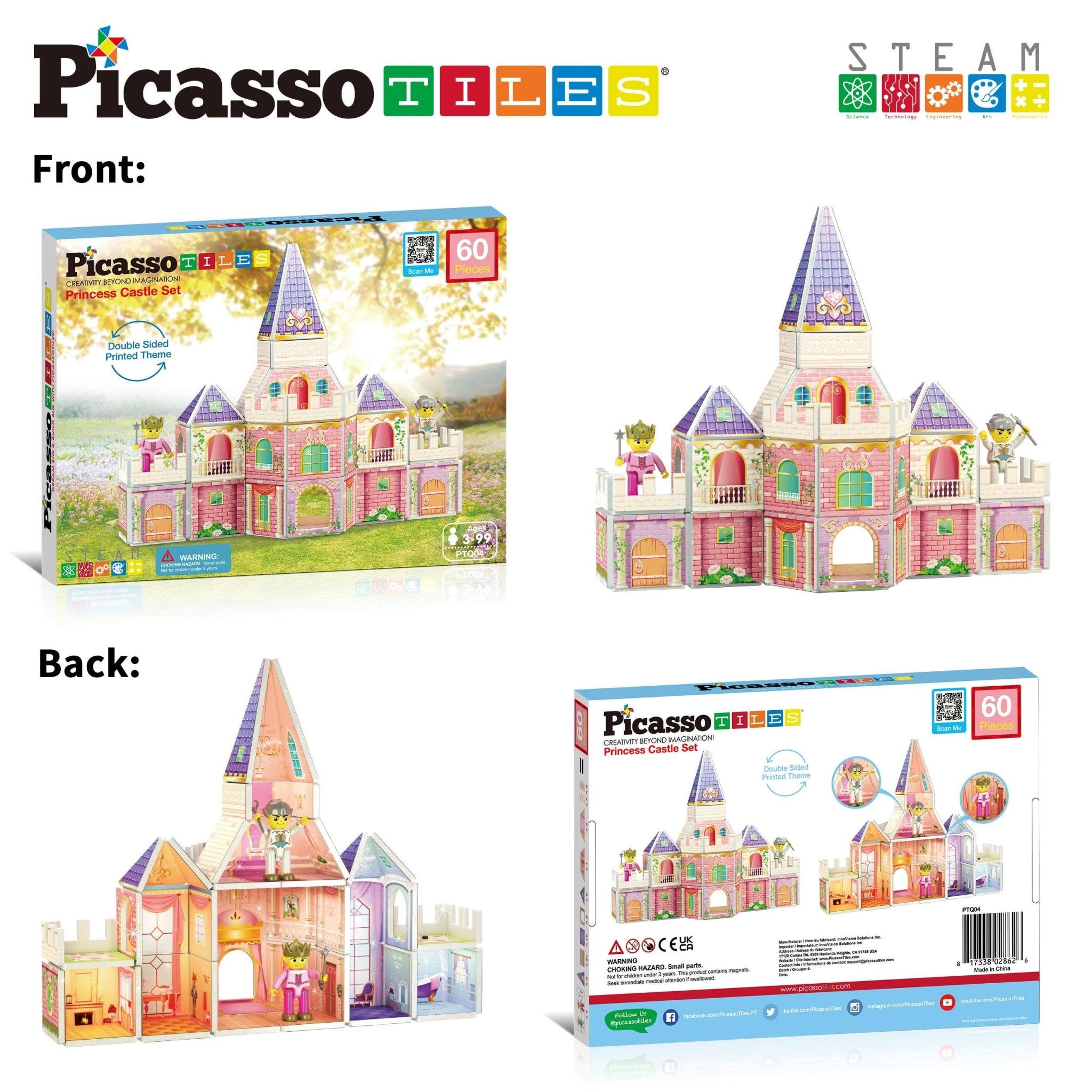 PicassoTiles - Princess Castle Theme Magnet Tile Building Blocks Toy Set - Little Stars Toy Store & PlayhousePicassoTiles