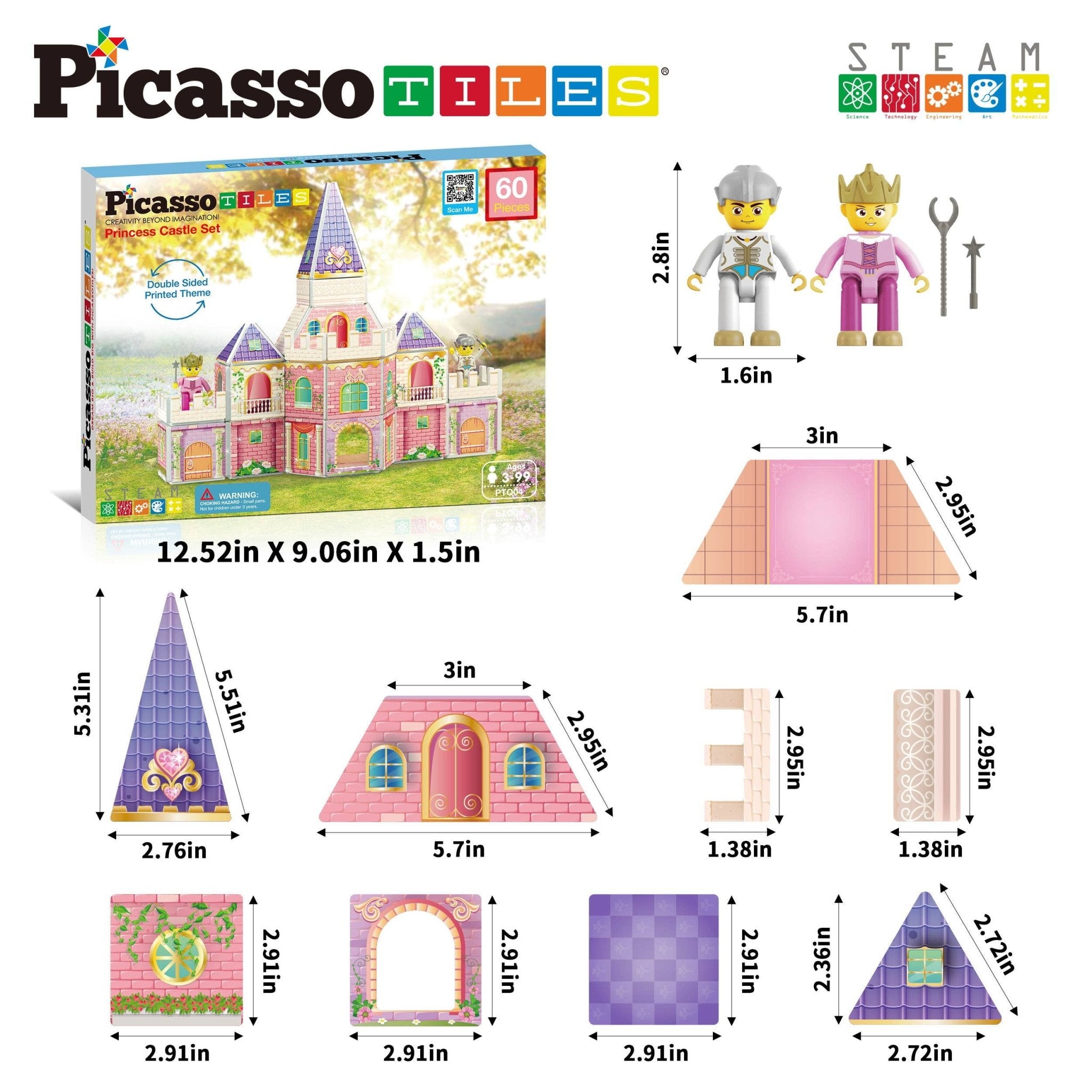 PicassoTiles - Princess Castle Theme Magnet Tile Building Blocks Toy Set - Little Stars Toy Store & PlayhousePicassoTiles