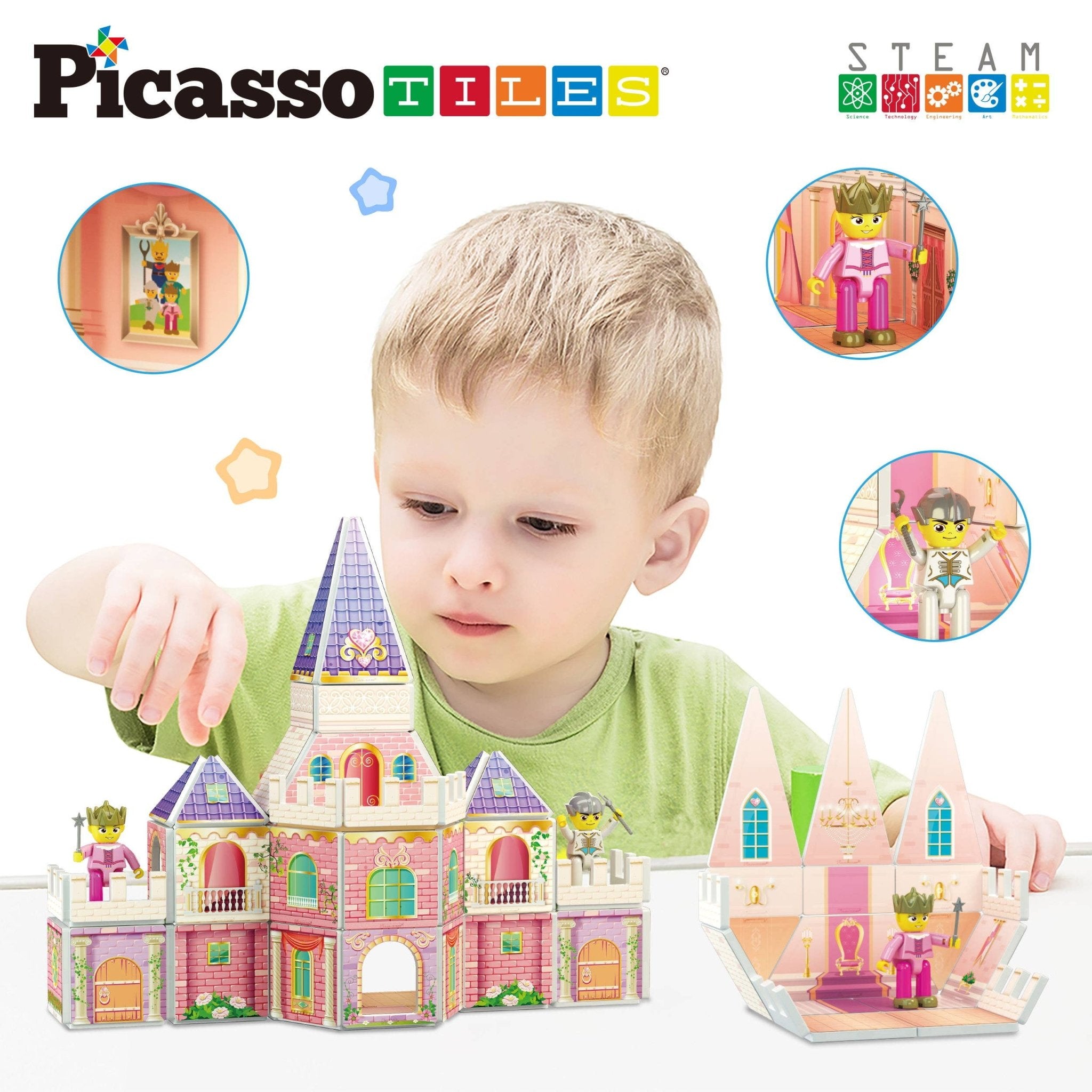 PicassoTiles - Princess Castle Theme Magnet Tile Building Blocks Toy Set - Little Stars Toy Store & PlayhousePicassoTiles
