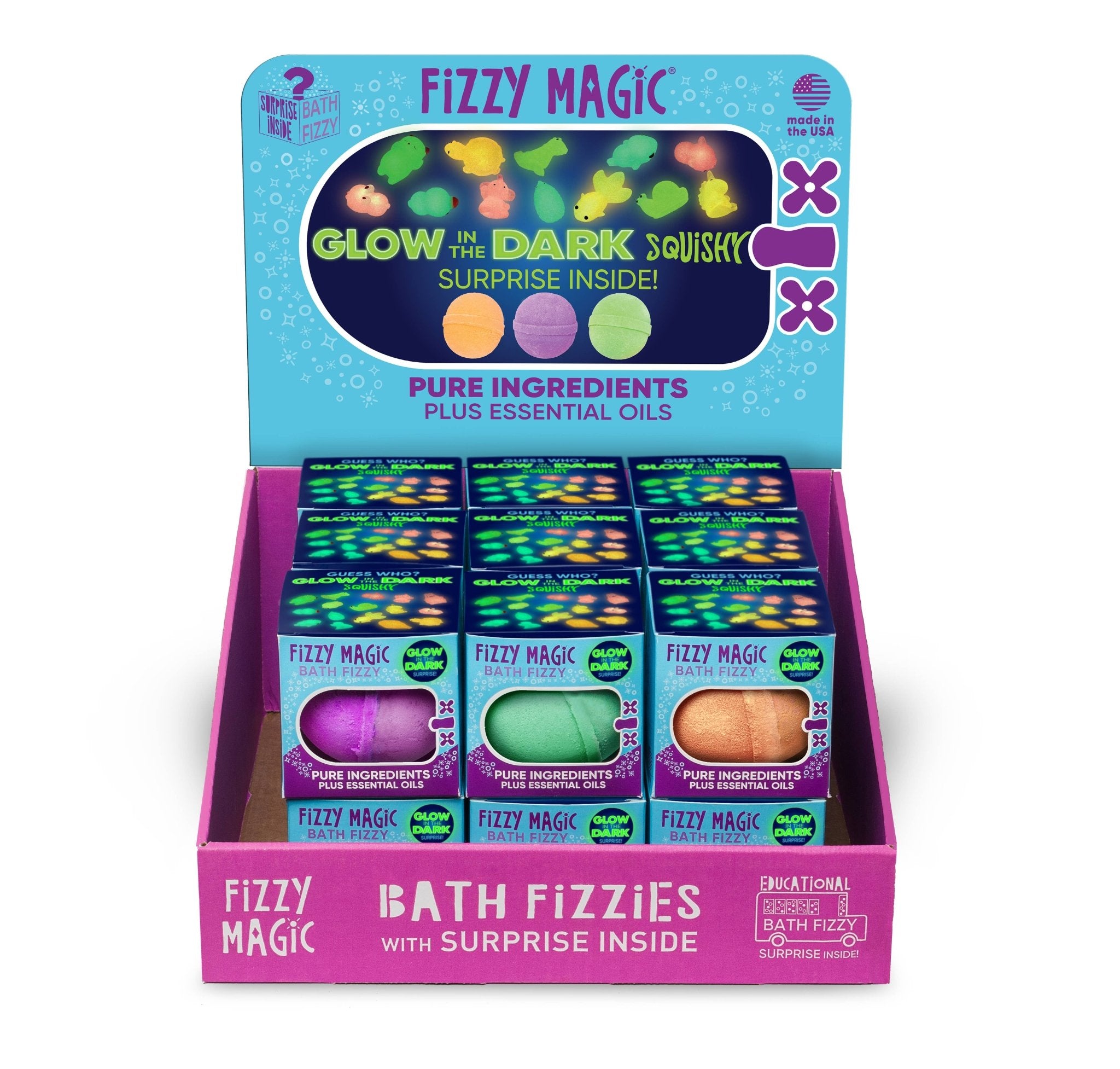 Purposeful Bliss - Fizzy Magic - Bath Bombs with GLOW IN THE DARK surprises, Display
