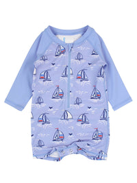 RuffleButts + RuggedButts - Baby Boys Seas the Day Long Sleeve One Piece Rash Guard Swimsuit - Little Stars Toy Store & PlayhouseRuffleButts + RuggedButts