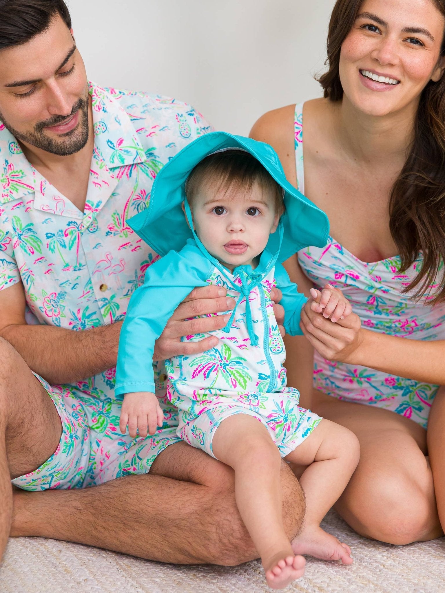 RuffleButts + RuggedButts - Baby Boys Tropical Resort Long Sleeve One Piece Rash Guard Swimsuit