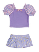RuffleButts + RuggedButts - Girls Amethyst Princess Puff Sleeve Skirted 2-Piece Swimsuit - Little Stars Toy Store & PlayhouseRuffleButts + RuggedButts