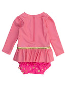 RuffleButts + RuggedButts - Girls Royal Pink Princess Long Sleeve Bow Skirted One Piece Swimsuit - Little Stars Toy Store & PlayhouseRuffleButts + RuggedButts